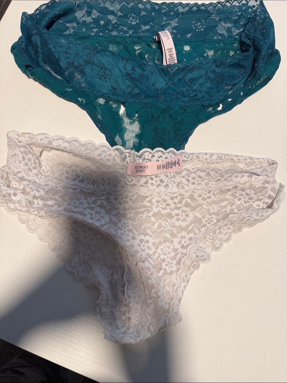 Victoria's Secret Lace Bikini Panties - Teal & White